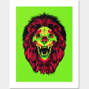 Lion Skull Interactive Magenta&Green Filter T-Shirt #2 By Red&Blue Posters and Art